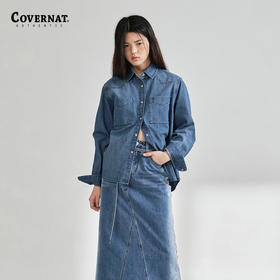 covernat2024春季新款女潮流街头西部风牛仔长袖衬衫CO2401SH71
