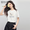 【专属特价】熙世界小狗t恤短袖女夏季2025新款休闲宽松刺绣圆领体恤正肩上衣 商品缩略图0