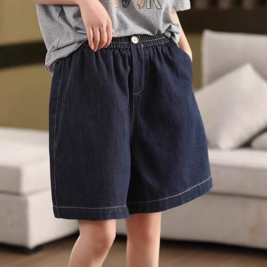 M68153莱赛尔牛仔中裤 2025夏季新款 简约时尚百搭宽松短款阔腿裤女6057 商品图2