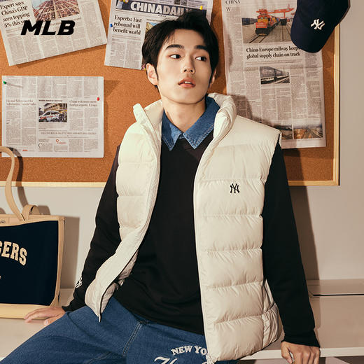 【限时秒杀】MLB男女情侣镂空大logo时尚羽绒马甲休闲23秋季新款3ADVB0336 商品图1