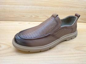 夏季新款豪行真皮男鞋13259525平底冲孔透气舒适休闲凉鞋