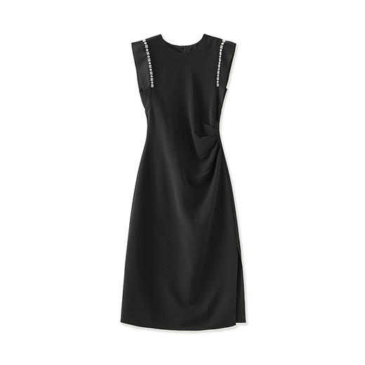 「高货wl」全新升级【铂金会员330/天猫439/差价109】(10028)洛诗琳轻熟风知性镶钻连衣裙2025夏季修身轻礼服收腰裙子 商品图4