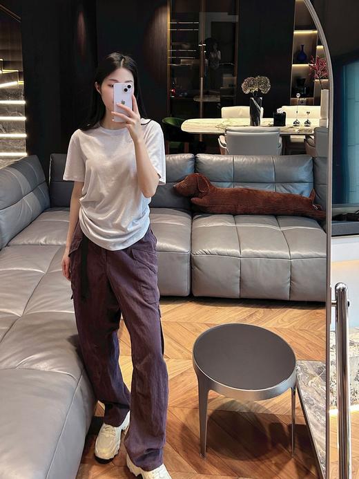 官网590！F家轻薄透气慵懒亚麻棉混纺短袖女 简约宽松显瘦圆领T恤居家打底上衣 商品图8