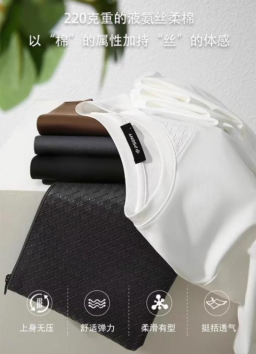 品牌商场同步高端液氨丝柔棉男士纯色通勤休闲T恤 商品图0