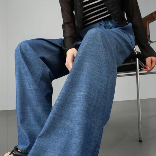 丁摩 天丝牛仔裤女新款女装夏季薄款休闲裤冰丝遮肉简约阔腿裤5ZF-LSR 商品图3