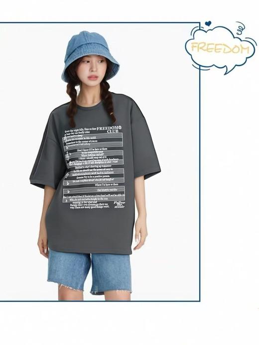 七夕福利-NO退~情侣潮牌100%棉音符🎵印花短袖T恤-喜出 商品图0