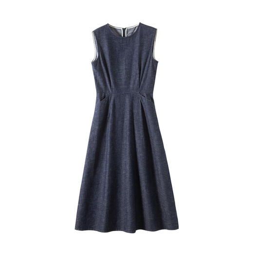 丁摩 丹宁蓝棉质无袖牛仔连衣裙复古长款背心裙65516 商品图4