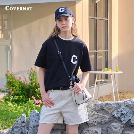 【周末秒杀】covernat韩国潮牌短袖T恤情侣同款经典C字母标潮流休闲上衣CO2302ST12 商品图3