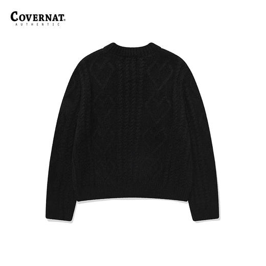 Covernat韩国潮牌秋冬圆领毛衣女士绵羊毛麻花针针织衫CO2304KT75 商品图3