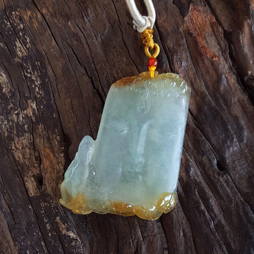 【天然正品】天然精品细腻无纹裂冰种观音无事牌黄翡吊坠中性080425AH44现售价：3880 商品图5