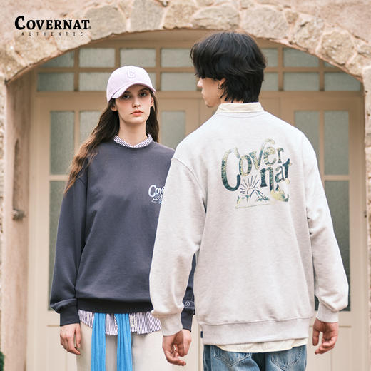 Covernat韩国潮牌卫衣男女同款秋冬长袖新款变型字母印花圆领CO2201CR08 商品图0