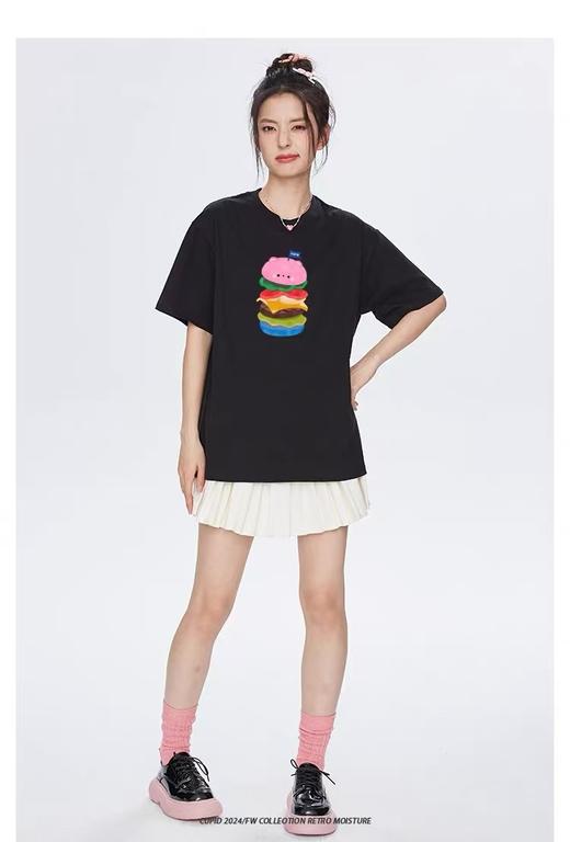 七夕福利-NO退~情侣潮牌100%棉汉堡短袖T恤-喜出 商品图3