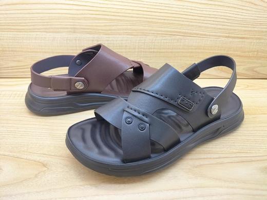 夏季新品豪行14255650纯牛皮平底男士沙滩鞋露趾凉鞋 商品图3