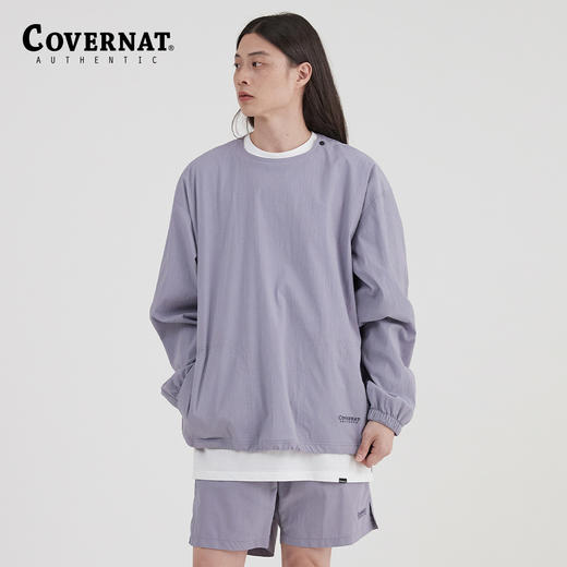 Covernat韩国潮牌圆领套头卫衣无性别春字母刺绣纯色宽松上衣CO2201CR40 商品图0