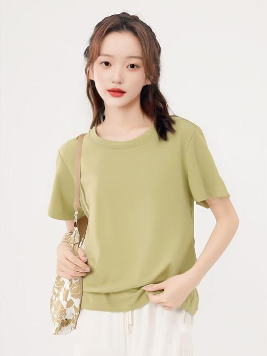 清仓价2025~5510圆领简约纯色宽松短袖T恤-喜出 商品图0