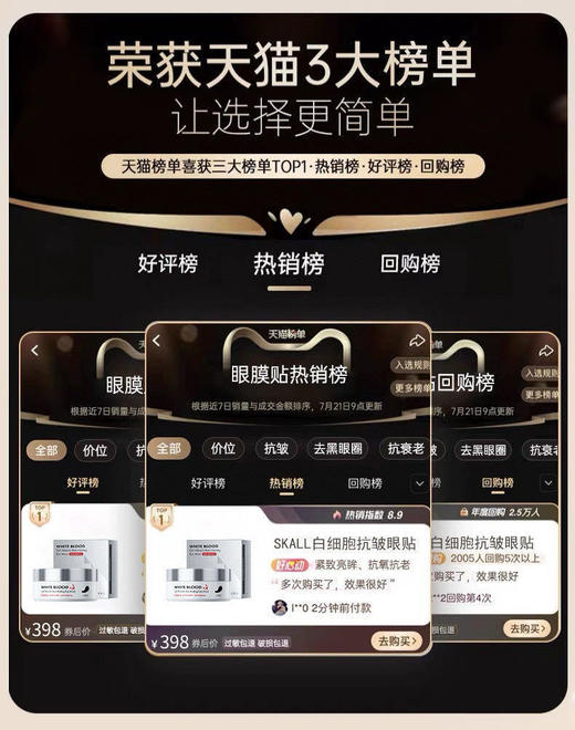 断货王SKALL白细胞奇迹肌活紧致抗皱保湿胶原眼膜 商品图4