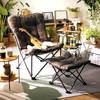 户外午休可折叠椅便携式高背蝴蝶椅/折叠凳 棕色/米色 商品缩略图0