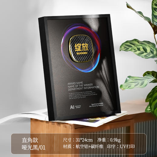 创意金属奖牌碳纤维立体LOGO定制商务合作科技感奖杯授权牌荣誉 商品图1