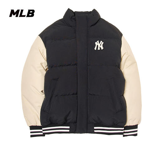 MLB男女同款学院风背标字母标拼接袖羽绒服3ADJV1346 商品图2