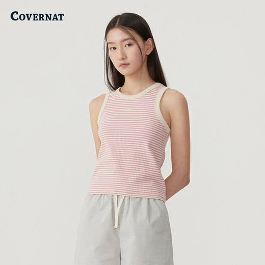 covernat韩国潮牌女士条纹圆领无袖衫休闲潮流2025夏季新CO2502ST98 商品图0