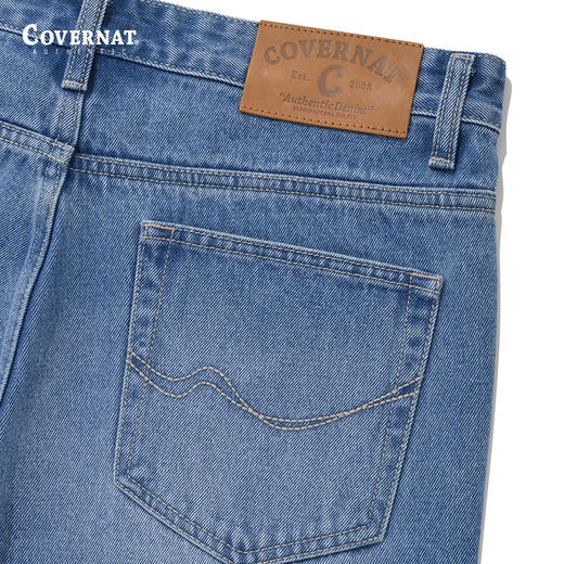 Covernat阔腿牛仔裤春夏上新浅蓝色直筒牛仔裤基础休闲裤子CO2301PT37BL 商品图4