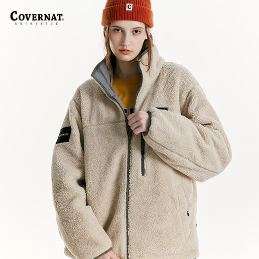 Covernat摇粒绒双面穿外套无领夹克潮牌街头休闲风外套24秋冬新品CO2203JK03 商品图2