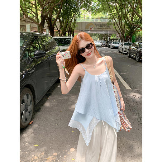 <曾小咸推荐>韩系浅色系不规则设计吊带背心 商品图0