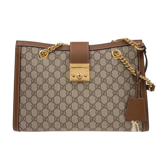 479197KHNKG8534U 古驰GUCCI 【中号Padlock系列链条】女士双G金属锁头老花单肩包 商品图1