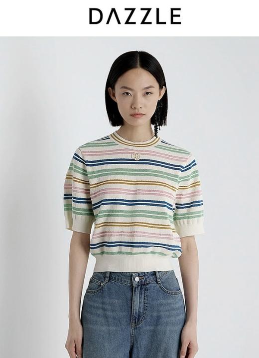 【大都会】DAZZLE地素毛针织衫25夏新款条纹上衣 商品图0