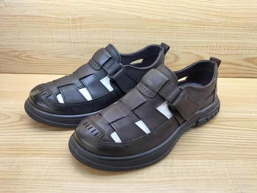 季新款豪行男鞋真牛皮休闲13283862包头透气凉鞋罗马鞋 商品图5