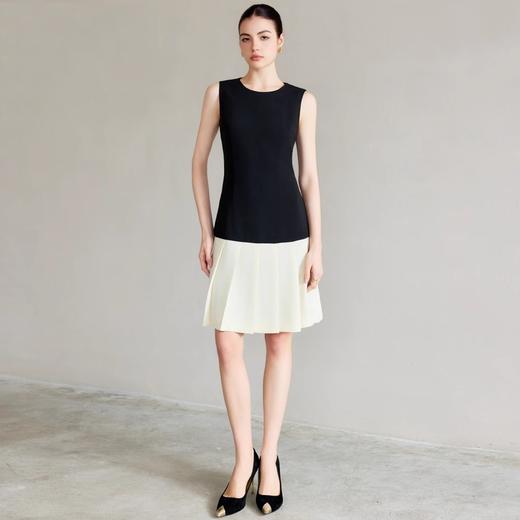 IWY/ 夏季无袖连衣裙女新款黑白撞色百褶裙高级内搭背心裙Q1296 商品图4