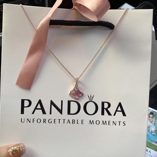 F993潘多拉官网玫瑰金色粉色扇子吊饰项链 商品图1