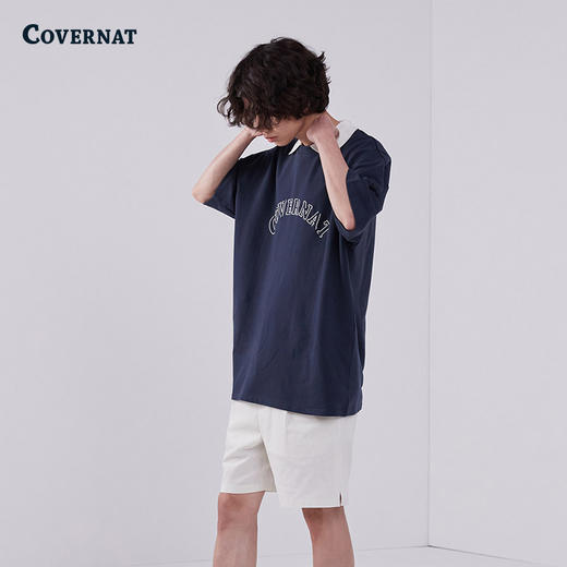 covernat韩国潮牌宽松舒适短袖潮流时尚翻领制服T恤2025CO2402ST13 商品图3