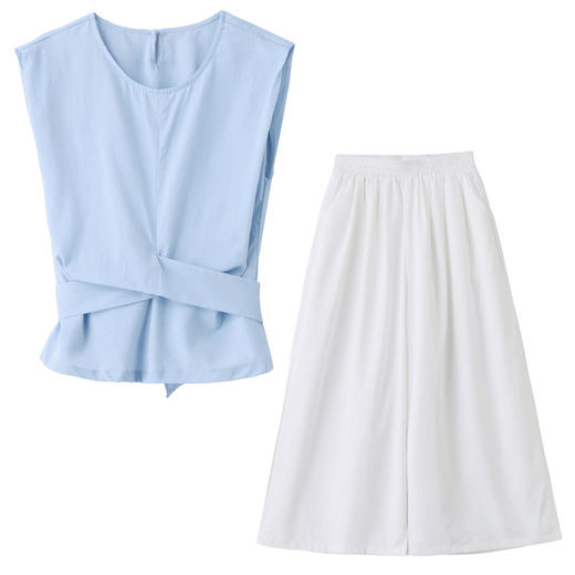 小香风套装女2025夏新款高端气质女神范韩系减龄显瘦阔腿裤两件套 商品图4