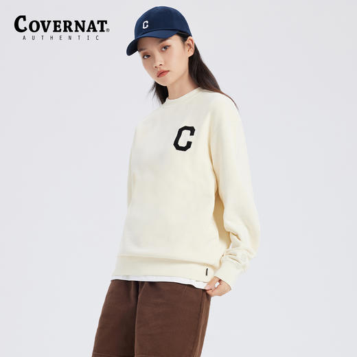 Covernat韩国潮牌卫衣男女情侣同款C字母圆领套头宽松上衣春秋新CO0000CR01 商品图3