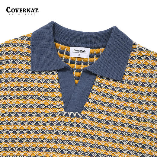 Covernat韩国潮牌时尚中款针织衫舒适透气翻领短袖2024年春夏CO2402KT03 商品图2