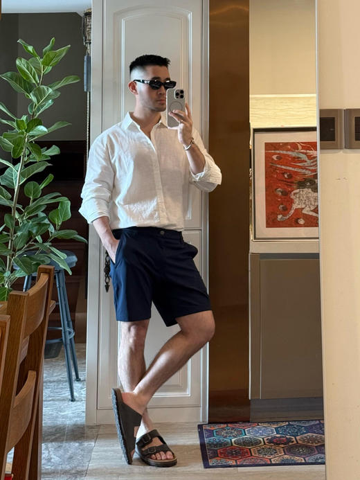 男士亚麻短裤（锁 商品图0