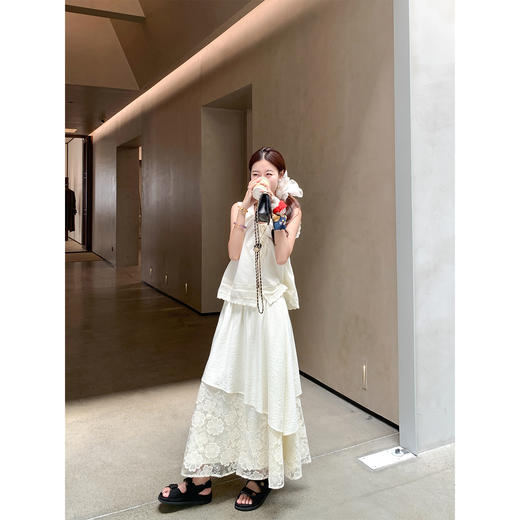<曾小咸推荐>温柔系蕾丝花边拼接双层半身裙 商品图0
