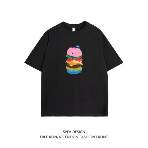 七夕福利-NO退~情侣潮牌100%棉汉堡短袖T恤-喜出 商品图1