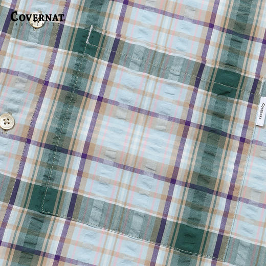 Covernat韩国潮牌格子图案短袖衬衫时尚休闲百搭男女同款上衣CO2402SS09 商品图2