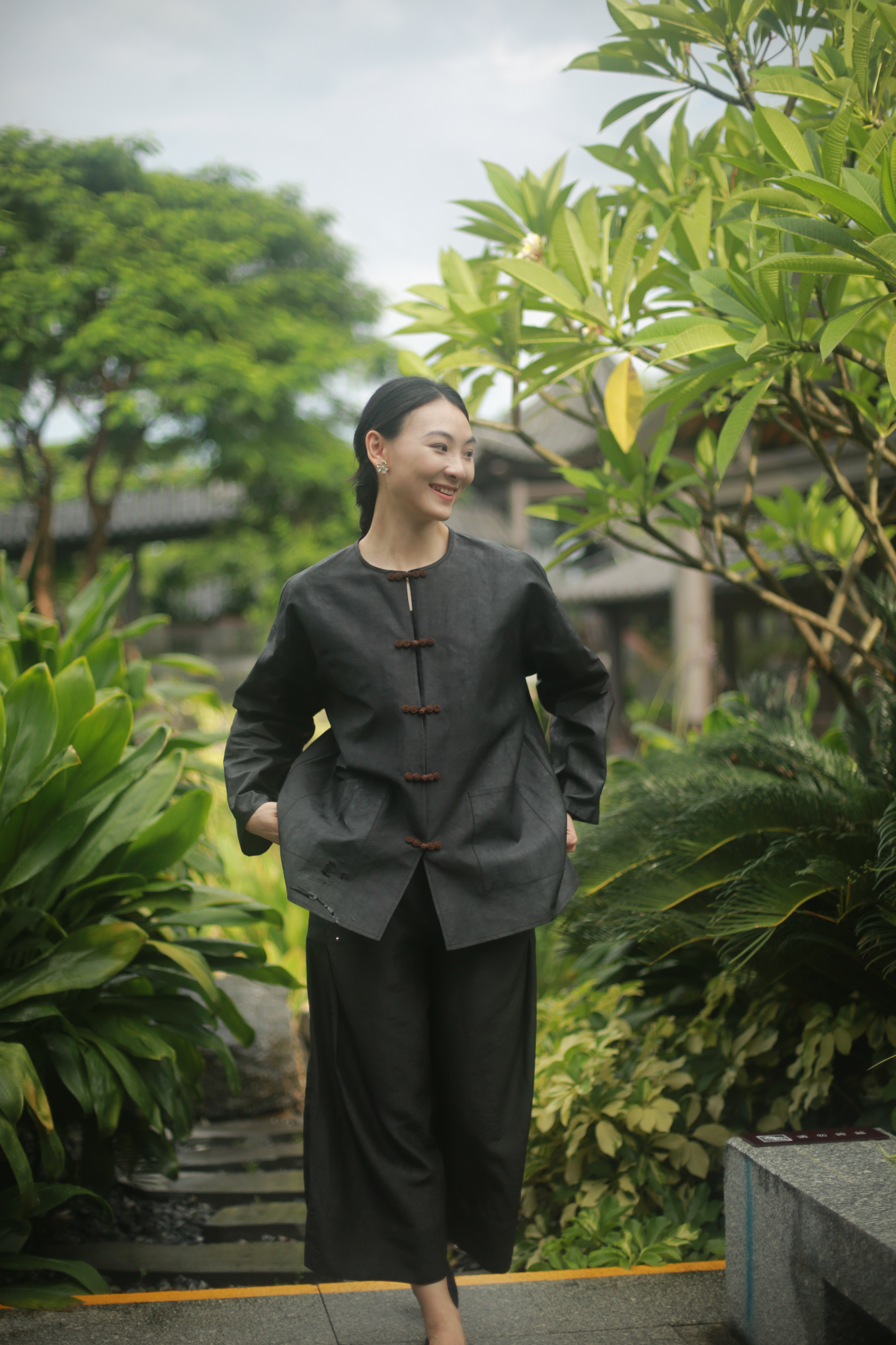 漫物记平板香云纱盘香扣双口袋上衣XYS-W226