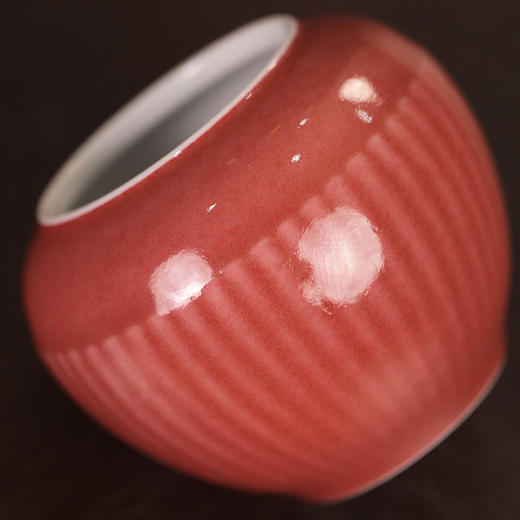 【忘言】豇豆红雕刻菊瓣小建水 曰何文人器 商品图2