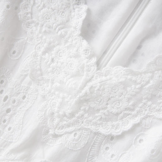 「高货wl」全新升级【铂金会员367/天猫489/差价122】(05629)洛诗琳法式重工镂空绣花连衣裙2025夏季泡泡袖优雅长裙 商品图2