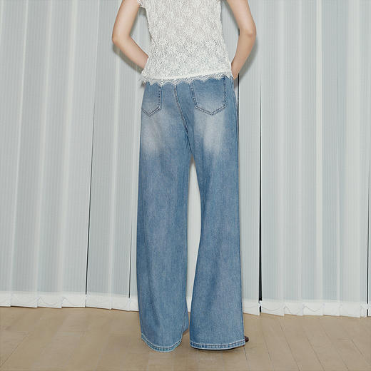 NEELLY纳俪商场同款夏季新款经典休闲直筒裤女百搭水洗个性长裤N25071H01150 商品图1