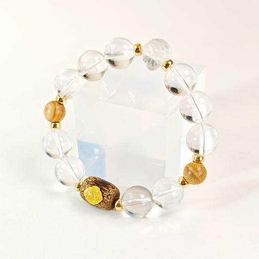 MELI&MOLI|白水晶圆珠麒麟沉香珠手串-五行之金 商品图2