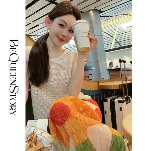 BeQueenStory【油画狂想曲】复古抗皱花卉印花松紧腰半身裙2025夏季 商品图4