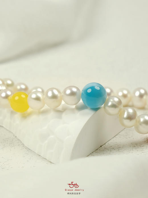 巧也【瑶光记】8mm珍珠配蜜蜡南红海纹石手珠多宝串国风手串禅意风 商品图6