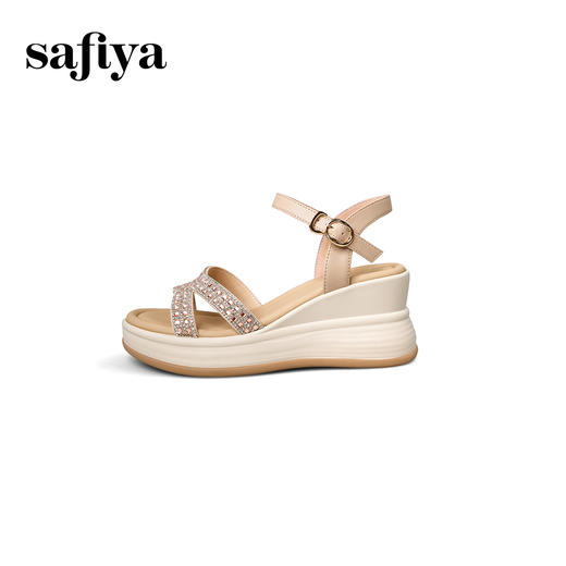 Safiya/索菲娅2025夏季时尚水钻坡跟厚底增高百搭休闲凉鞋SFD2115413 商品图2
