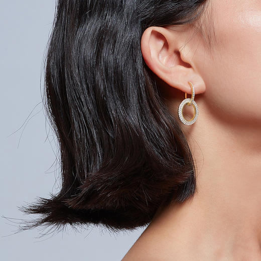 EES48800032SXXXX0000 潮宏基CHJ 集团旗下梵迪 圆形满镶双圈个性时尚银耳钉s925银 商品图3