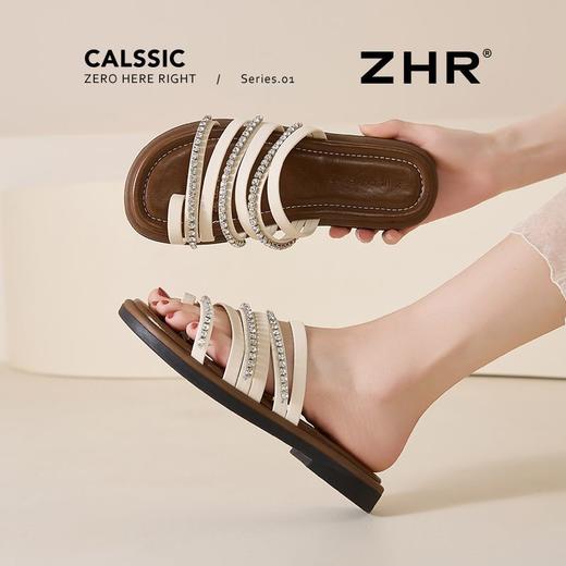 ZHR则则水钻平底夹趾拖鞋女鞋2025夏季新款时髦洋气舒适透气鞋子 商品图4